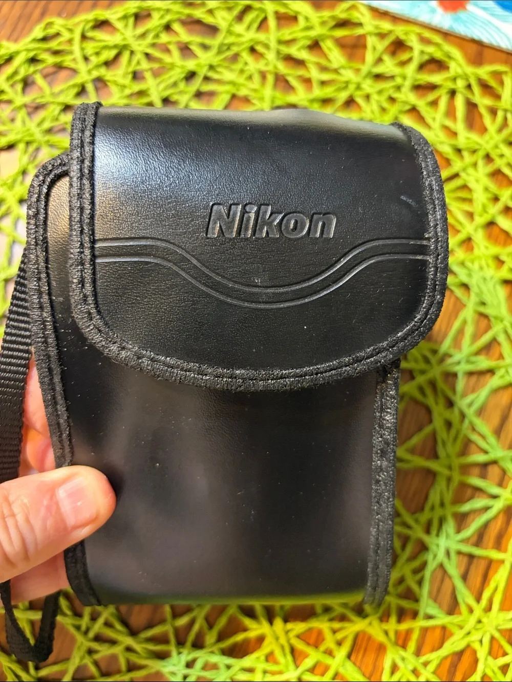 Nikon Black Leather-Style Compact Camera Pouch with Strap